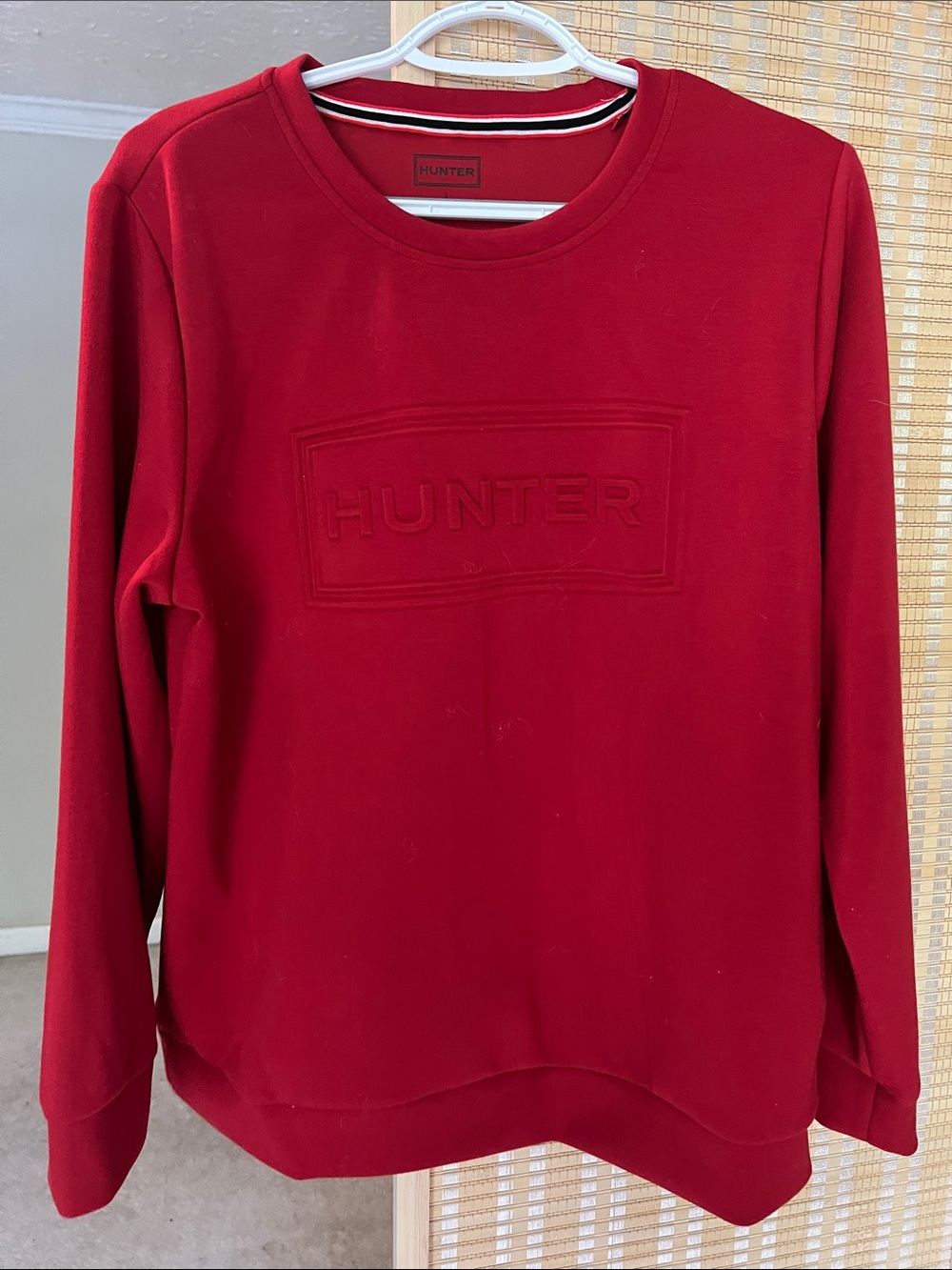 Hunter Red Crewneck Sweatshirt with Embossed Logo